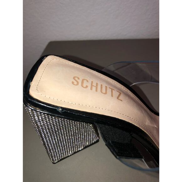 Schutz Ariellen Vinyl Crystal Embellished Heels Sz 8.5B - Picture 9 of 9
